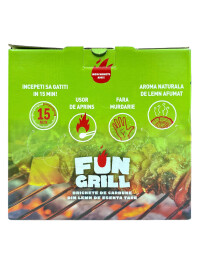 FUN GRILL, KIT BRICHETE DE CARBUNE PENTRU GRATAR CU LEMNE SI CHIBRITURI PENTRU APRINS